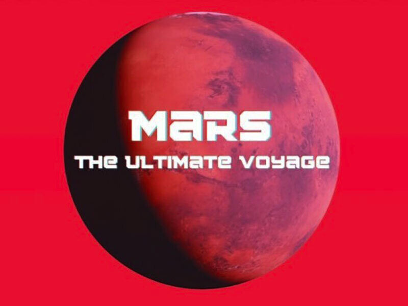 A detailed image of the planet Mars with its red surface and atmospheric haze, representing the ultimate voyage.